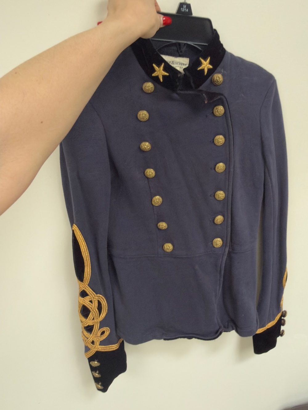 Denim & Supply Ralph Lauren Navy Military-Style Blazer with Gold Trim